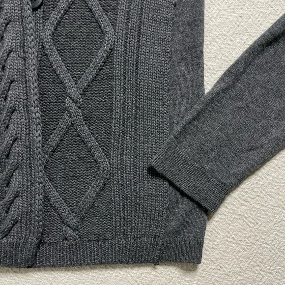 MaxMara Grey Cable Knit Cashmere Hooded Cardigan Sweater L - Picture 7 of 7